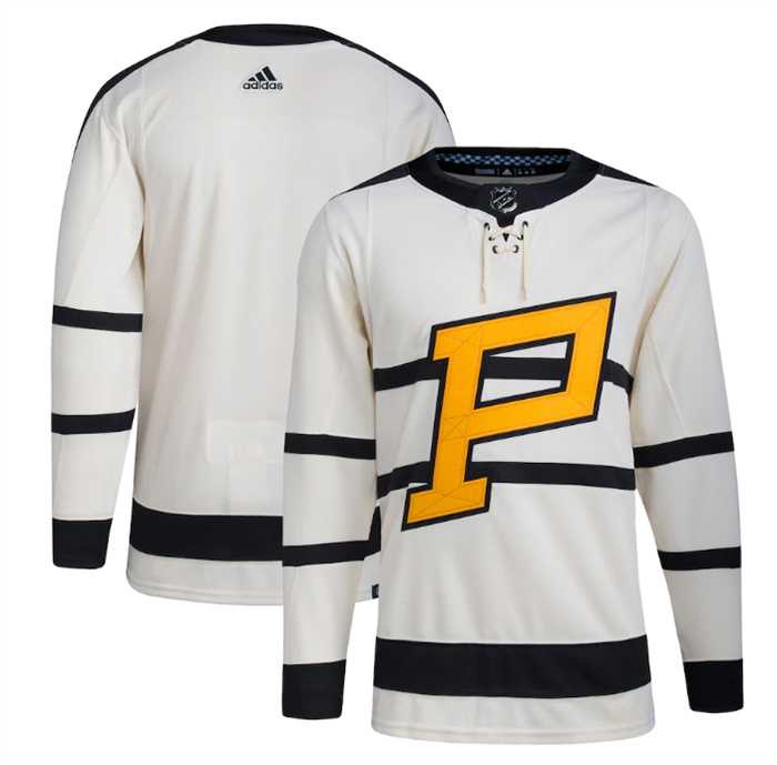 Mens Pittsburgh Penguins Blank Cream 2023 Winter Classic Stitched Jersey Dzhi